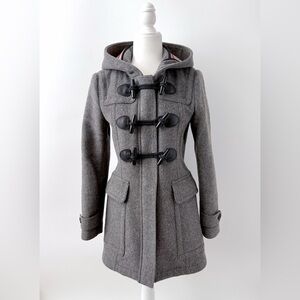 BURBERRY BRIT | Gray Wool Duffle Coat Fitted Toggle Closures Size US 6